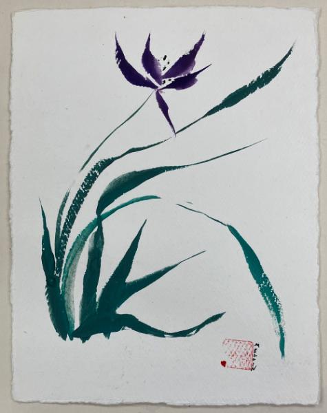 Mt Orchid in breeze (purple nujabi paper)